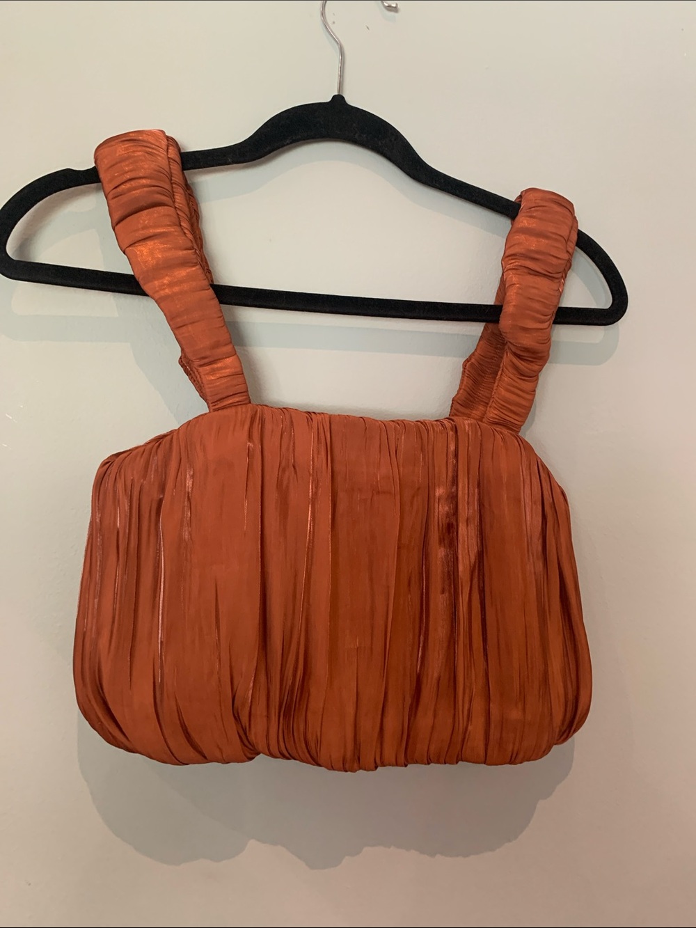 Line & Dot Ruched Rust Orange Crop Top